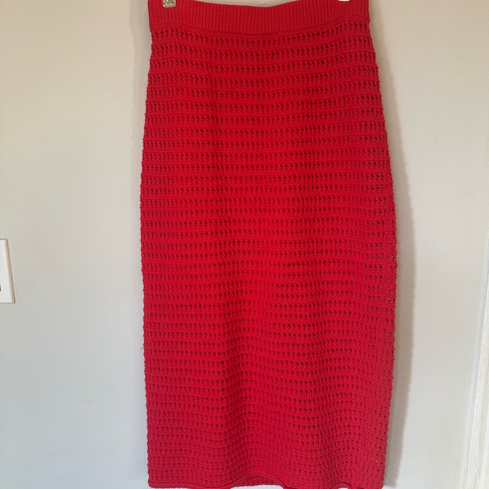 Boden Vibrant Red Midi Skirt